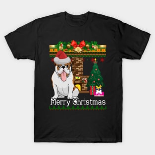 Ugly Christmas Sweater BULLDOG TShirt Funny Dog T-Shirt